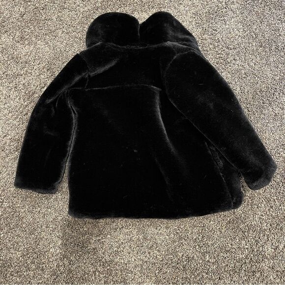 Kids Black Faux Fur button up Coat - Picture 6 of 11